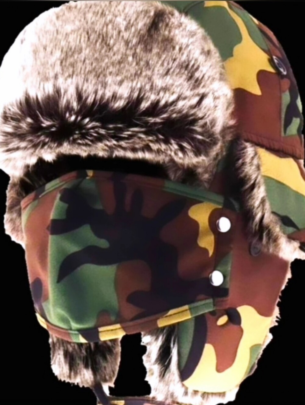 Camo Waterproof Trapper Hat with Removable Face Mask